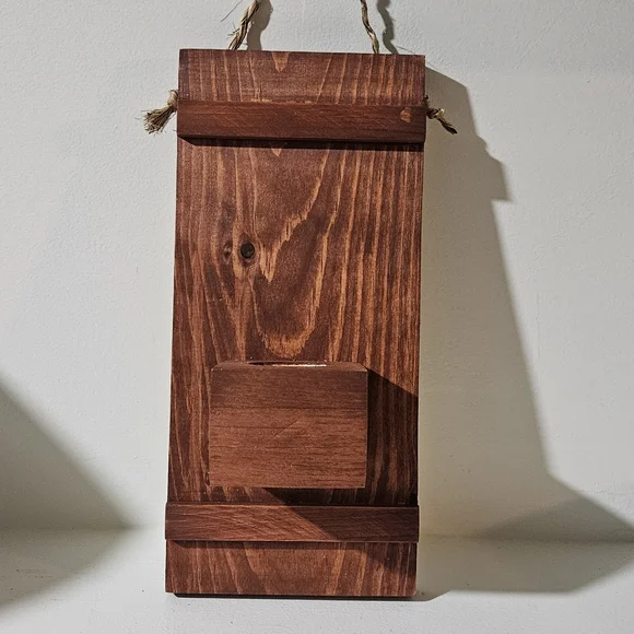 Rustic Handmade Wooden Wall Sconce - Picture 3 of 5